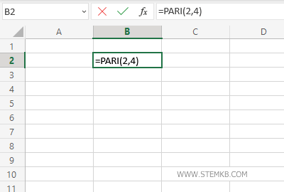 digita =PARI(2,4)
