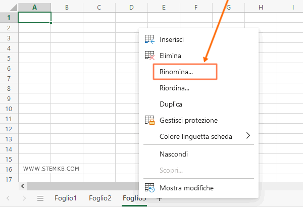 seleziona RINOMINA